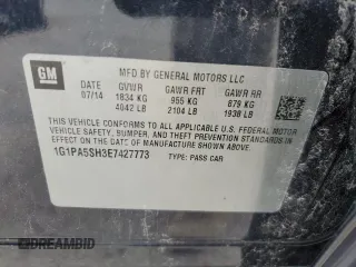 2014 Chevrolet Cruze LS with VIN 1G1PA5SH3E7427773, listed as a Copart auction lot 52621725 with 147,564 mi miles and Salvage Title. Bid and sale history available at carsss.com. Image 12.