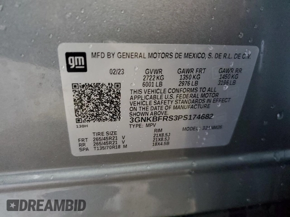 2023 Chevrolet Blazer Premier with VIN 3GNKBFRS3PS174682, listed as a Copart auction lot 88268655 with Not provided miles and Salvage title. Bid and sale history available at DreamBid. Image 13.