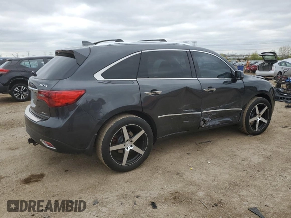 2016 Acura MDX Advance with VIN 5FRYD4H98GB014983, listed as a Copart auction lot 55525135 with 120,221 mi miles and Salvage title. Bid and sale history available at DreamBid. Image 3.