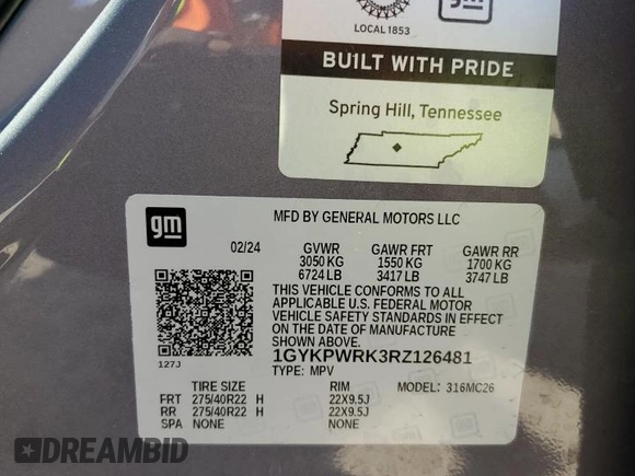 2024 Cadillac LYRIQ Sport z VIN 1GYKPWRK3RZ126481, wystawiony jako Copart lot #49578335 z przebiegiem 3 553 mil mil oraz Czysty tytuł • Clean title. Historia ofert i sprzedaży dostępna na DreamBid. Obrazek 16.