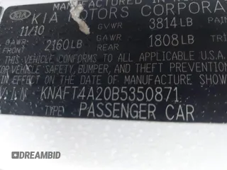 2011 Kia Forte LX with VIN KNAFT4A20B5350871, listed as a IAAI auction lot 41381614 with 170,598 mi miles. Bid and sale history available at carsss.com. Image 9.