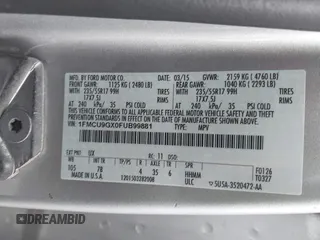 2015 Ford Escape SE with VIN 1FMCU9GX0FUB99881, listed as a IAAI auction lot 41919660 with 138,561 mi miles. Bid and sale history available at carsss.com. Image 9.