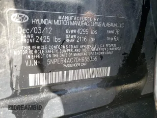 2013 Hyundai Sonata GLS z VIN 5NPEB4AC7DH655359, wystawiony jako Copart lot #60199635 z przebiegiem 142 417 mil mil oraz Czysty tytuł • Clean title. Historia ofert i sprzedaży dostępna na DreamBid. Obrazek 13.
