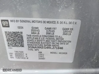 2024 Chevrolet Equinox LT with VIN 3GNAXKEG4RL271846, listed as a IAAI auction lot 41876866 with 45,905 mi miles. Bid and sale history available at carsss.com. Image 9.