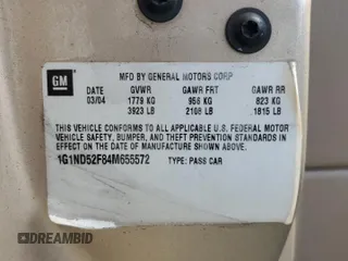 2004 Chevrolet Classic with VIN 1G1ND52F84M655572, listed as a Copart auction lot 46145155 with 116,922 mi miles and Salvage Title. Bid and sale history available at carsss.com. Image 12.