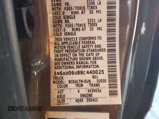 2008 Nissan Frontier SE z VIN 1N6AD06U88C440025, wystawiony jako Copart lot #85131864 z przebiegiem 166 430 mil mil oraz Szkoda całkowita • Salvage title. Historia ofert i sprzedaży dostępna na DreamBid. Obrazek 12.