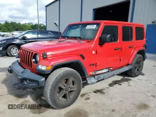 2019 Jeep Wrangler Unlimited Sahara with VIN 1C4HJXEG3KW638497, listed as a Copart auction lot 53258285 with 99,423 mi miles and Salvage Title. Bid and sale history available at carsss.com. Image 1.