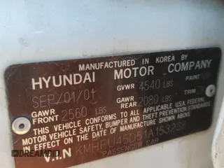 2001 Hyundai XG with VIN KMHFU45D51A153238, listed as a Copart auction lot 75041544 with 171,574 mi miles and Salvage Title. Bid and sale history available at carsss.com. Image 13.