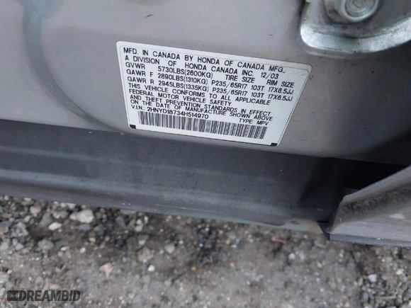 2004 Acura MDX Touring with VIN 2HNYD18734H514970, listed as a IAAI auction lot 41314004 with NaN miles. Bid and sale history available at carsss.com. Image 9.