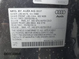2008 Audi Q7 3.6L with VIN WA1AY74L18D003210, listed as a IAAI auction lot 41770931 with 162,360 mi miles. Bid and sale history available at carsss.com. Image 9.