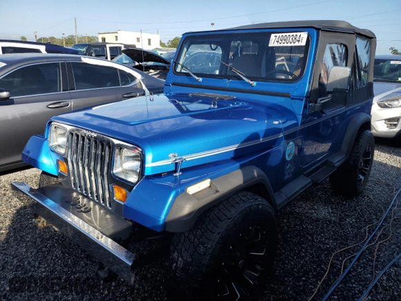1992 Jeep Wrangler z VIN 2J4FY19P6NJ559597, wystawiony jako Copart lot #74990384 z przebiegiem 150 298 mil mil oraz Szkoda całkowita • Salvage title. Historia ofert i sprzedaży dostępna na DreamBid. Obrazek 1.