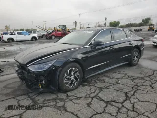 2023 Hyundai Sonata Hybrid Blue with VIN KMHL24JJ0PA072726, listed as a Copart auction lot 43835885 with 16,791 mi miles and Salvage Title. Bid and sale history available at carsss.com. Image 1.