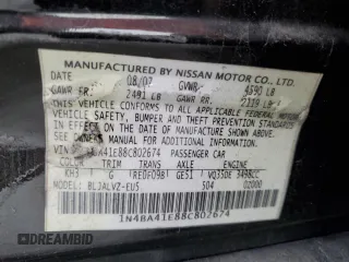 2008 Nissan Maxima 3.5 SE with VIN 1N4BA41E88C802674, listed as a Copart auction lot 47862425 with 153,442 mi miles and Salvage Title. Bid and sale history available at carsss.com. Image 12.