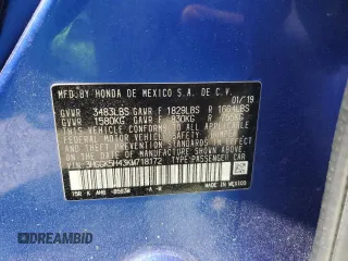2019 Honda Fit LX z VIN 3HGGK5H43KM718172, wystawiony jako Copart lot #60843115 z przebiegiem 150 151 mil mil oraz Nie do naprawy • Non repairable. Historia ofert i sprzedaży dostępna na DreamBid. Obrazek 13.