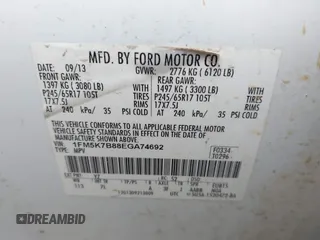 2014 Ford Explorer with VIN 1FM5K7B88EGA74692, listed as a IAAI auction lot 41540061 with 274,471 mi miles and . Bid and sale history available at DreamBid. Image 9.