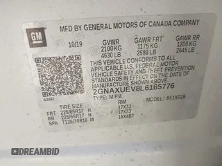 2020 Chevrolet Equinox LT with VIN 2GNAXUEV8L6165776, listed as a IAAI auction lot 41712136 with 132,479 mi miles. Bid and sale history available at carsss.com. Image 9.