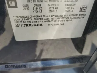 2014 Chevrolet Impala LT z VIN 2G1115SL7E9144916, wystawiony jako Copart lot #59047515 z przebiegiem 152 543 mil mil oraz Szkoda całkowita • Salvage title. Historia ofert i sprzedaży dostępna na DreamBid. Obrazek 13.