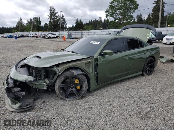 2019 Dodge Charger Scat Pack z VIN 2C3CDXGJ9KH593210, wystawiony jako Copart lot #56586775 z przebiegiem 73 405 mil mil oraz Szkoda całkowita • Salvage title. Historia ofert i sprzedaży dostępna na DreamBid. Obrazek 1.