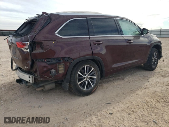 2018 Toyota Highlander SE with VIN 5TDKZRFH9JS251520, listed as a Copart auction lot 80555354 with Not provided miles and Salvage title. Bid and sale history available at DreamBid. Image 3.