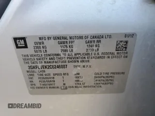 2012 GMC Terrain SLT-1 with VIN 2GKFLVEK2C6246007, listed as a Copart auction lot 48367345 with 108,331 mi miles and Salvage Title. Bid and sale history available at carsss.com. Image 13.