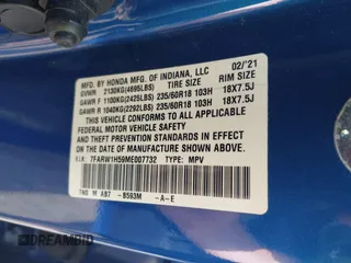 2021 Honda CR-V EX z VIN 7FARW1H59ME007732, wystawiony jako IAAI lot #42458601 z przebiegiem 60 034 mil mil oraz . Historia ofert i sprzedaży dostępna na DreamBid. Obrazek 9.