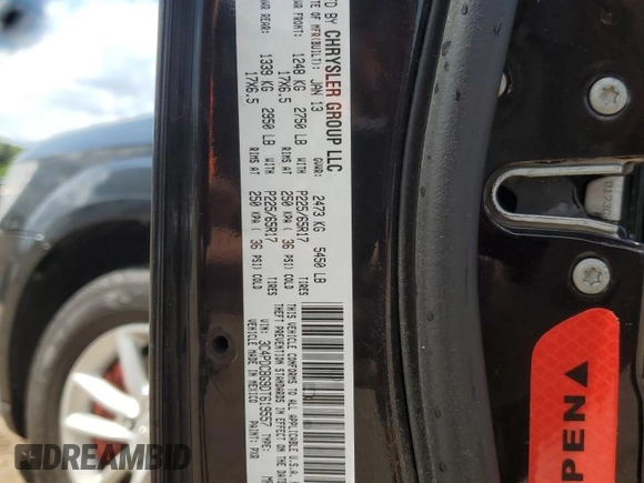 2013 Dodge Journey SXT with VIN 3C4PDCBG9DT619557, listed as a Copart auction lot 61551545 with 159,950 mi miles and Salvage title. Bid and sale history available at DreamBid. Image 12.