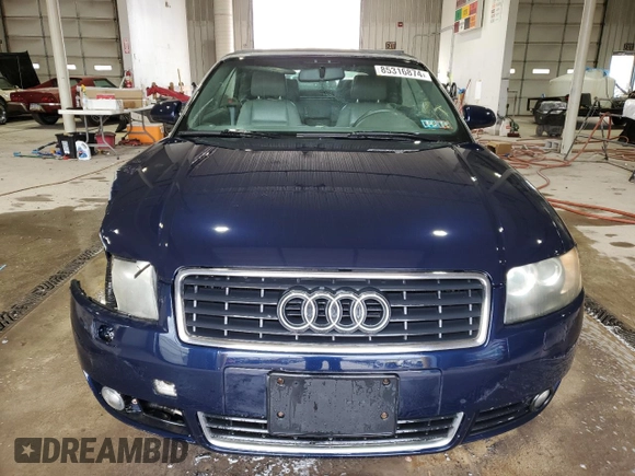 2005 Audi A4 1.8T with VIN WAUAC48H85K009633, listed as a Copart auction lot 85316874 with 97,936 mi miles and Salvage Title. Bid and sale history available at carsss.com. Image 5.