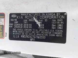 2016 Kia Soul with VIN KNDJN2A27G7342550, listed as a IAAI auction lot 41969942 with 133,140 mi miles. Bid and sale history available at carsss.com. Image 9.