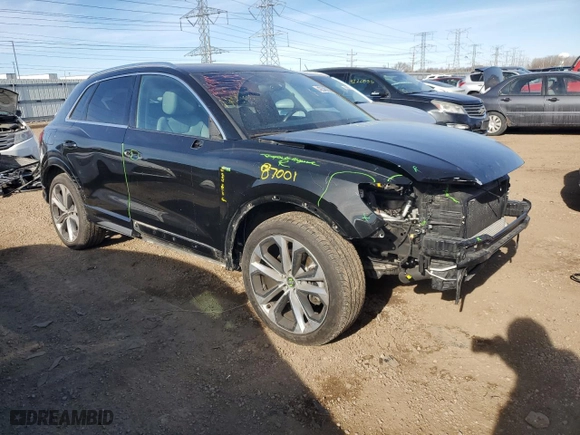 2020 Audi Q3 S line Premium Plus with VIN WA1EECF31L1086714, listed as a Copart auction lot 42348255 with 58,426 mi miles and Salvage Title. Bid and sale history available at carsss.com. Image 4.