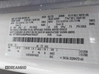 2023 Ford Transit Cargo with VIN 1FTBR3U80PKA70337, listed as a IAAI auction lot 41895248 with 51,430 mi miles and . Bid and sale history available at DreamBid. Image 9.