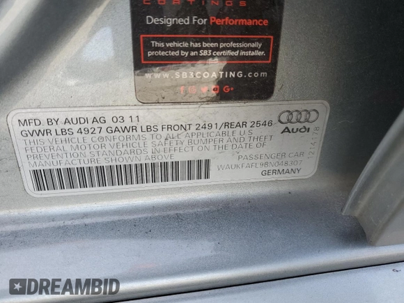 2011 Audi A4 Prestige z VIN WAUKFAFL9BN048307, wystawiony jako Copart lot #44039925 z przebiegiem 113 561 mil mil oraz Szkoda całkowita • Salvage title. Historia ofert i sprzedaży dostępna na DreamBid. Obrazek 14.