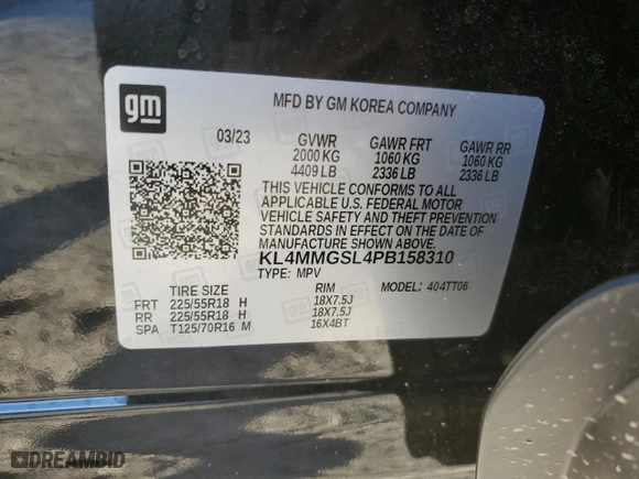 2023 Buick Encore GX Essence with VIN KL4MMGSL4PB158310, listed as a Copart auction lot 80319444 with 1,242 mi miles and Salvage Title. Bid and sale history available at carsss.com. Image 13.