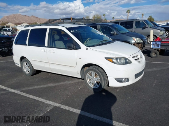 2005 Mazda MPV LX with VIN JM3LW28A950547853, listed as a IAAI auction lot 41755669 with 217,379 mi miles. Bid and sale history available at carsss.com. Image 1.