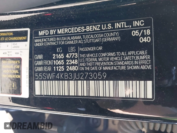2018 Mercedes-Benz C 300 с VIN 55SWF4KB3JU273059, выставлен на аукционе IAAI как лот 42090952 с пробегом 102 407 миль миль и . История ставок и продаж доступна на DreamBid. Изображение 9.