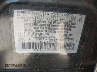 2017 Nissan Sentra SV with VIN 3N1AB7AP6HY277663, listed as a IAAI auction lot 42517458 with 70,413 mi miles and . Bid and sale history available at DreamBid. Image 9.