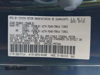 2023 Toyota Tacoma SR5 z VIN 3TYAZ5CN5PT036387, wystawiony jako IAAI lot #42077284 z przebiegiem 34 568 mil mil oraz . Historia ofert i sprzedaży dostępna na DreamBid. Obrazek 9.
