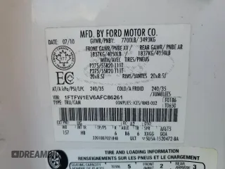 2010 Ford F-150 XL with VIN 1FTFW1EV6AFC86261, listed as a Copart auction lot 48717855 with 286,655 mi miles and Salvage Title. Bid and sale history available at carsss.com. Image 12.