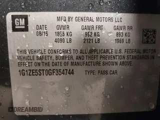 2016 Chevrolet Malibu LT with VIN 1G1ZE5ST0GF354744, listed as a IAAI auction lot 41930598 with 144,485 mi miles and . Bid and sale history available at DreamBid. Image 9.