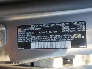 2022 Polestar 2 z VIN LPSED3KA0NL058464, wystawiony jako Copart lot #88552515 z przebiegiem 41 217 mil mil oraz Szkody całkowita. Historia ofert i sprzedaży dostępna na DreamBid. Obrazek 12.