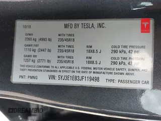 2018 Tesla Model 3 Long Range Battery with VIN 5YJ3E1EB3JF119498, listed as a IAAI auction lot 41966643 with 45,566 mi miles and . Bid and sale history available at DreamBid. Image 9.