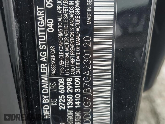 2016 Mercedes-Benz S-Class AMG S 63 with VIN WDDUG7JB7GA230120, listed as a Copart auction lot 46194245 with 113,118 mi miles and Salvage Title. Bid and sale history available at carsss.com. Image 12.