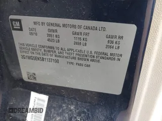 2011 Chevrolet Impala with VIN 2G1WG5EK5B1137190, listed as a IAAI auction lot 41967984 with 238,402 mi miles and . Bid and sale history available at DreamBid. Image 9.