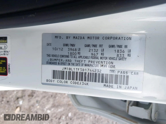 2013 Mazda 3 i SV with VIN JM1BL1TF5D1744232, listed as a IAAI auction lot 41976808 with 138,108 mi miles. Bid and sale history available at carsss.com. Image 9.