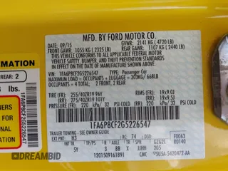 2016 Ford Mustang GT with VIN 1FA6P8CF2G5226547, listed as a IAAI auction lot 42216758 with 39,529 mi miles and . Bid and sale history available at DreamBid. Image 9.