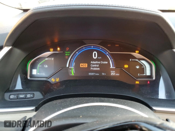 2019 Honda Clarity Plug-In Hybrid with VIN JHMZC5F11KC001346, listed as a Copart auction lot 81999883 with 52,071 mi miles. Bid and sale history available at carsss.com. Image 9.