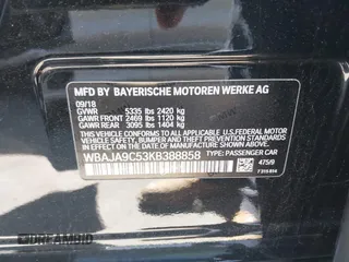 2019 BMW 5 Series 530e with VIN WBAJA9C53KB388858, listed as a IAAI auction lot 42195058 with 138,259 mi miles and . Bid and sale history available at DreamBid. Image 9.