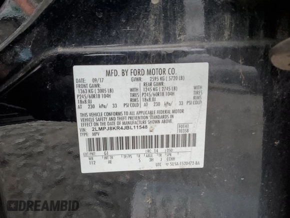 2018 Lincoln MKX Select with VIN 2LMPJ8KR4JBL11548, listed as a Copart auction lot 52532845 with 98,435 mi miles and Salvage Title. Bid and sale history available at carsss.com. Image 13.