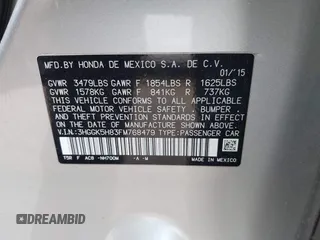 2015 Honda Fit EX-L with VIN 3HGGK5H83FM768479, listed as a IAAI auction lot 42576177 with 120,072 mi miles and . Bid and sale history available at DreamBid. Image 9.