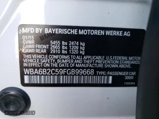 2015 BMW 6 Series 650i with VIN WBA6B2C59FGB99668, listed as a Copart auction lot 66815682 with 0 mi miles. Bid and sale history available at carsss.com. Image 10.