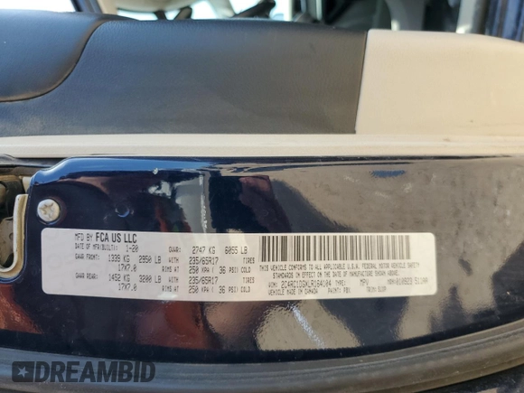 2020 Chrysler Voyager LXi z VIN 2C4RC1DGXLR164104, wystawiony jako Copart lot #56399815 z przebiegiem 123 169 mil mil oraz Szkoda całkowita • Salvage title. Historia ofert i sprzedaży dostępna na DreamBid. Obrazek 13.